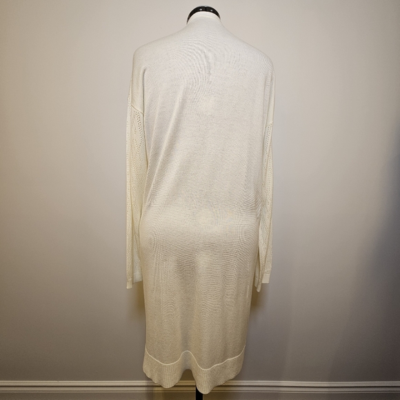 Creamy white long sleeve acrylic knit cardigan size L US - Picture 4 of 6